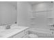 Bathroom with a single vanity, bathtub, and shower at 91 Priming Way, Angier, NC 27501