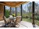 Relaxing back porch with comfortable seating and view of wooded backyard at 101 Bonica Creek Dr, Garner, NC 27529