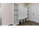 Entryway with built-in shelving and bench at 110 Mohave Dr, Louisburg, NC 27549