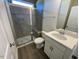 Modern bathroom with shower and single sink at 85 N Stagecoach Dr, Wendell, NC 27591