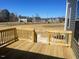 Inviting wood deck perfect for entertaining with a view of the neighborhood and blue sky at 85 N Stagecoach Dr, Wendell, NC 27591