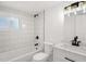 Updated bathroom features subway tile and modern fixtures at 507 Price Ave, Durham, NC 27701