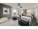 Bedroom with twin beds, neutral color palette and whimsical decor at 1013 Freestone Rd, Durham, NC 27703