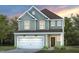 Two-story house with light green vinyl siding, white trim, and a two-car garage at 1013 Freestone Rd, Durham, NC 27703