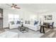 Bright living room boasts comfy sofas, a fireplace, and a large TV at 1111 Freestone Rd, Durham, NC 27703