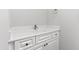 Clean bathroom with white vanity and single sink at 1313 Enderbury Dr, Raleigh, NC 27614