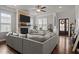 Open living area with hardwood floors and fireplace at 172 Cotten Dr, Morrisville, NC 27560