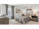Bright bedroom with a plaid comforter and hockey decor at 2180 Monk Dr, Haw River, NC 27258