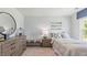 Cozy bedroom with striped bedding and window at 2188 Monk Dr, Haw River, NC 27258