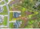 Aerial view shows a well-maintained property with lush landscaping, and an expansive backyard at 2721 Sanctuary Woods Ln, Raleigh, NC 27606