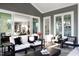 Inviting sunroom with comfortable seating, views of the outdoors, and seamless transition to the home's interior at 2721 Sanctuary Woods Ln, Raleigh, NC 27606