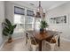Dining area with large windows, a chandelier, and a wood table with seating for six at 3020 Imperial Oaks Dr, Raleigh, NC 27614