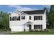 Two-story house with white siding, black windows, and a two-car garage at 3600 Sorda Ct, Raleigh, NC 27610