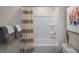 Bathroom with a tub shower and neutral decor at 3605 Sorda Ct, Raleigh, NC 27610