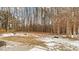 Wooded backyard with patchy snow cover at 470 Thomas Rd, Henderson, NC 27537