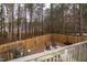 Partially fenced backyard with a firepit and wooded area at 496 Omaha Dr, Broadway, NC 27505