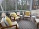 Relaxing screened porch with wooden furniture at 5112 N River Sand Trl, Raleigh, NC 27604
