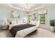 Serene bedroom featuring a queen-sized bed, soft lighting, and stylish window treatments, creating a tranquil retreat at 11201 Jonas Ridge Ln, Raleigh, NC 27613