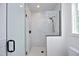 Modern bathroom with a walk-in shower and marble tile at 508 Lakeland St # A, Durham, NC 27701