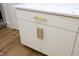 White shaker cabinets with gold hardware and quartz countertop at 508 Lakeland St # B, Durham, NC 27701