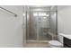 Bathroom with a large glass shower and built-in seat at 607 Marshskip Way, Rolesville, NC 27571