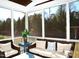 Spacious screened porch with wicker furniture and blue accents at 7713 Stonehenge Farm Ln, Raleigh, NC 27613