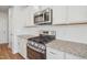 Close-up view of modern stainless steel appliances and granite countertops in the kitchen at 911 Montague Ave, Durham, NC 27703