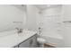 Fresh bathroom featuring modern fixtures, a vanity, and a shower-tub combination at 913 Montague Ave, Durham, NC 27703