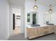 Bathroom with double vanity and modern design at 916 Ardmore Dr, Durham, NC 27713