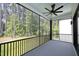Spacious screened porch overlooking a wooded backyard, perfect for outdoor relaxation at 916 Ardmore Dr, Durham, NC 27713