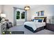 Guest bedroom with comfortable bed and stylish blue accents at 1 Kelsey Ct, Hillsborough, NC 27278