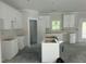 Bright kitchen boasting ample storage, white cabinets, and center island with a view of the yard at 132 Black Cloud Dr, Louisburg, NC 27549