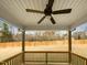 Covered back porch with ceiling fan overlooks fenced backyard at 7434 Randshire Way, Raleigh, NC 27616