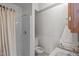 Clean bathroom featuring shower, toilet and sink at 809 Jeffreys Rd, Rocky Mount, NC 27804