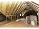 Unfinished attic space shows exposed rafters, offering potential for storage or conversion into functional living space at 1201 Rivermead Ln, Wake Forest, NC 27587