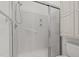 Bathroom with shower and grab bars at 232 Lakeview Dr, Sanford, NC 27332