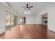 Sunroom with hardwood floors, skylight, and sliding doors at 232 Lakeview Dr, Sanford, NC 27332