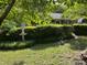 Landscaped front yard with a statue and decorative garden ornaments at 2612 Academy St, Sanford, NC 27332