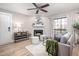 Living room features hardwood floors, fireplace, and plenty of natural light at 3805 Chimney Ridge Pl # 008, Durham, NC 27713