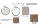 An assortment of offered paint and flooring options including a toasted almond stair tread at 4081 Elk Creek Ln # 07, Raleigh, NC 27612