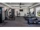 Modern fitness center with various exercise machines at 769 Denburn Pl, Raleigh, NC 27603