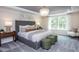 Spacious main bedroom with large windows, plush carpeting, and a tray ceiling at 769 Denburn Pl, Raleigh, NC 27603