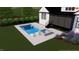 Rendering of pool and spa with modern design; featuring lounge chairs and surrounding landscaping at 8001 Wexford Waters Ln, Wake Forest, NC 27587