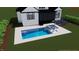 Modern pool with spa showcasing landscaping features at 8001 Wexford Waters Ln, Wake Forest, NC 27587