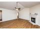 Living room with hardwood floors, fireplace and vaulted ceiling at 125 Havencrest Lndg, Garner, NC 27529