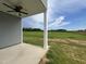 Covered back porch overlooking spacious backyard and beautiful blue sky at 14 E American Marigold Dr # 65, Benson, NC 27504