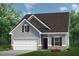 Two-story craftsman style home with gray siding, brick accents, and a two-car garage at 14 E American Marigold Dr # 65, Benson, NC 27504