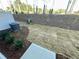 New sod, mulch, and small shrubs in backyard. AC unit and walkway are visible at 2107 Lambert Rd # 64, Cary, NC 27519