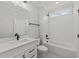 Clean bathroom with white subway tile and bathtub at 2404 Toll Mill Ct, Raleigh, NC 27606