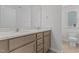 Bathroom with double sink vanity, and neutral color scheme at 107 Barn Door Dr, Lillington, NC 27546